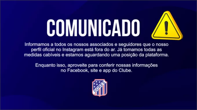 Instagram oficial do Clube está fora do ar!