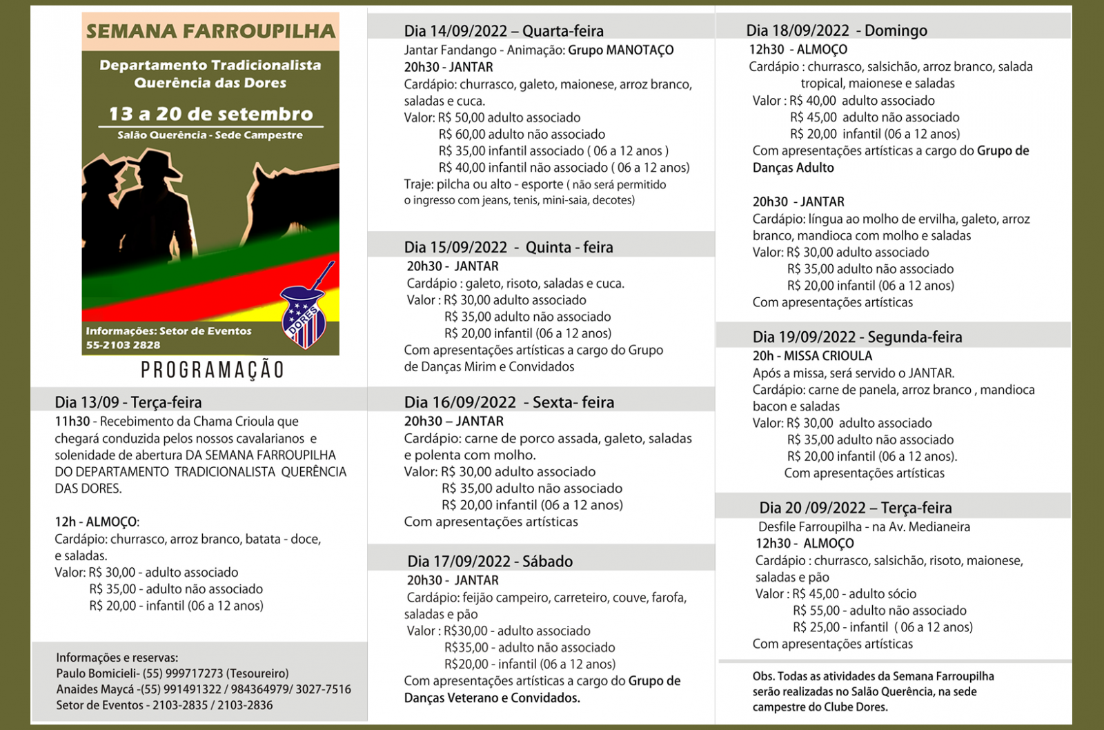 Programação da Semana Farroupilha em Trindade do Sul – Clube FM 101.1